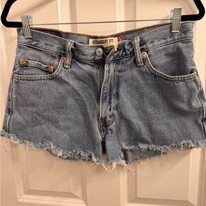 Levi's Frayed Hem Blue Jean Shorts